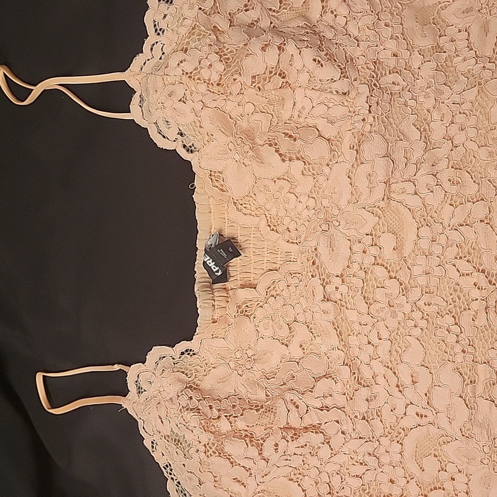 Express Lace Top in Soft Peach